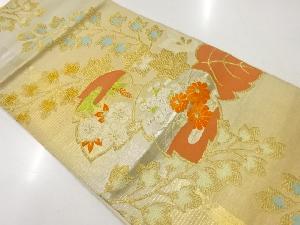 アンティーク　桜井製桐に菊・藤模様織出し袋帯（材料）